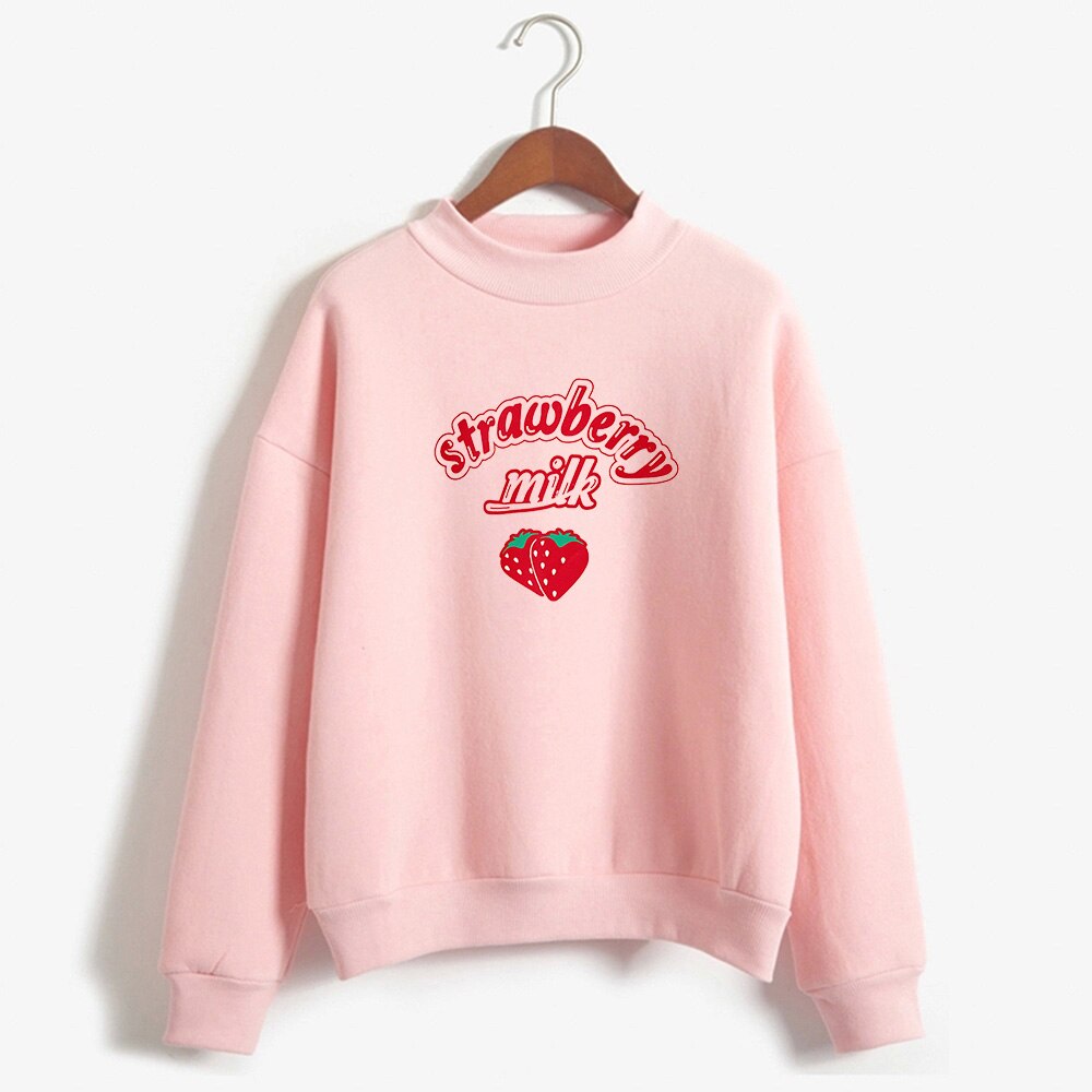 Strawberry Milk Printed Soft Sweatshirt for Women