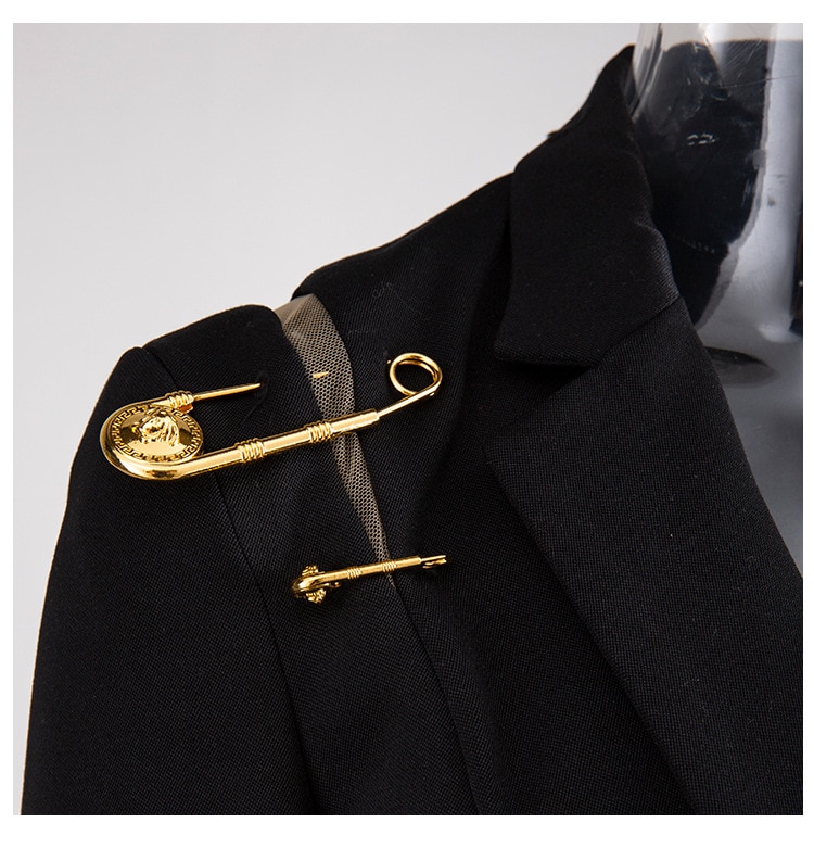 Stylish Black Women's Blazer with Gold Detailing