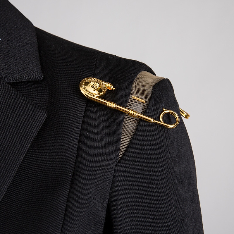 Stylish Black Women's Blazer with Gold Detailing