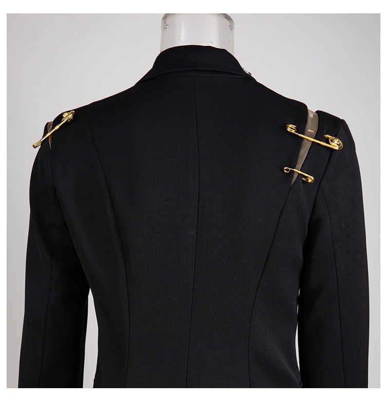 Stylish Black Women's Blazer with Gold Detailing