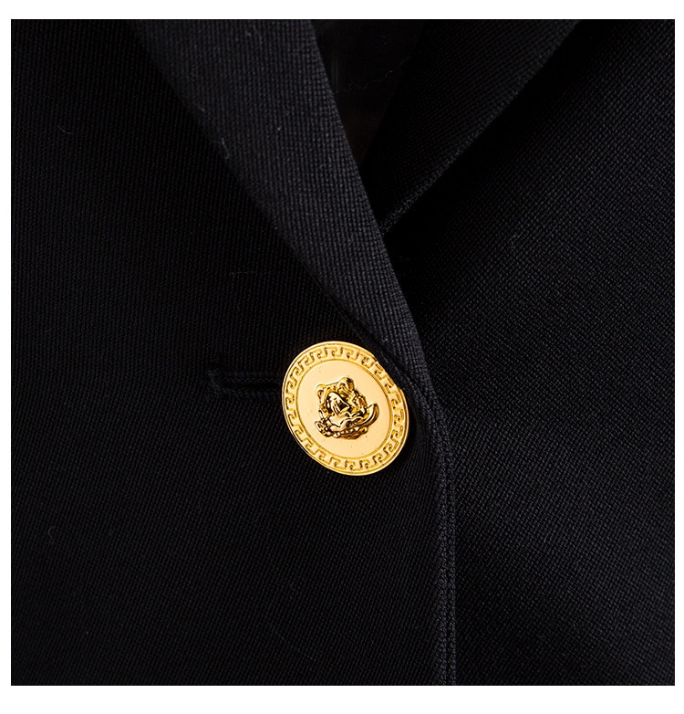 Stylish Black Women's Blazer with Gold Detailing