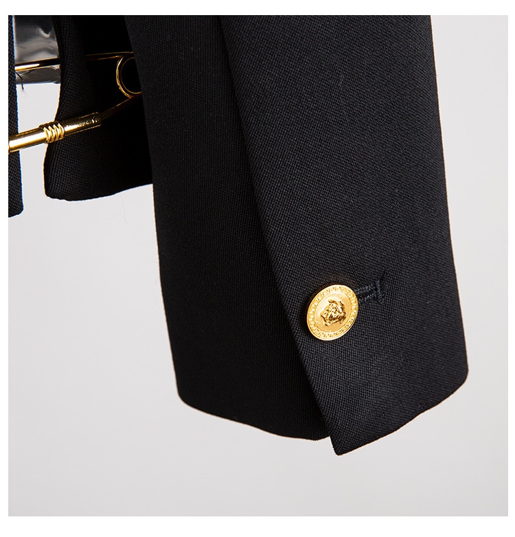 Stylish Black Women's Blazer with Gold Detailing