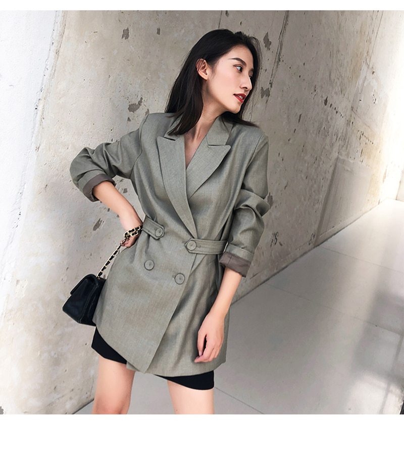 Women's Loose Fit Green Blazer