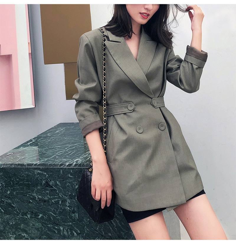 Women's Loose Fit Green Blazer