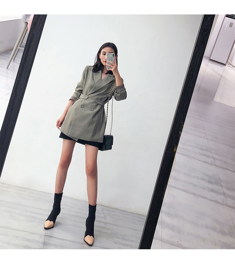 Women's Loose Fit Green Blazer