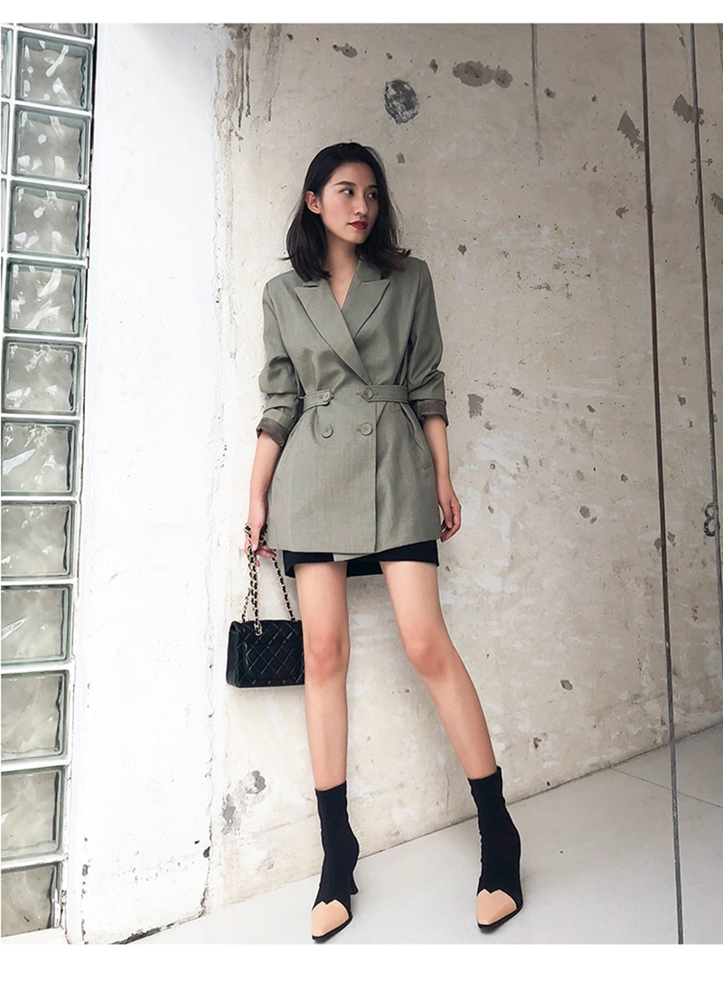 Women's Loose Fit Green Blazer