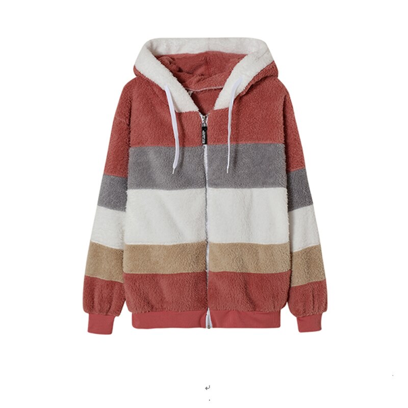 Women's Striped Loose Hooded Jacket