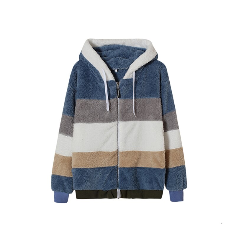 Women's Striped Loose Hooded Jacket
