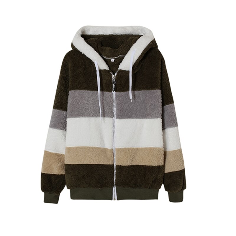 Women's Striped Loose Hooded Jacket