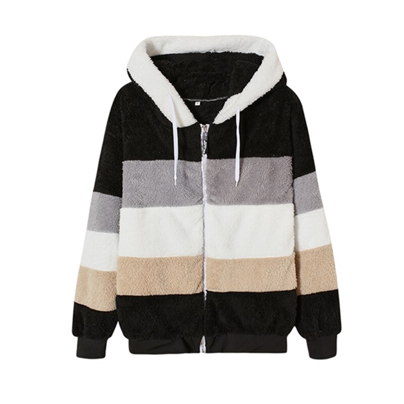 Women's Striped Loose Hooded Jacket
