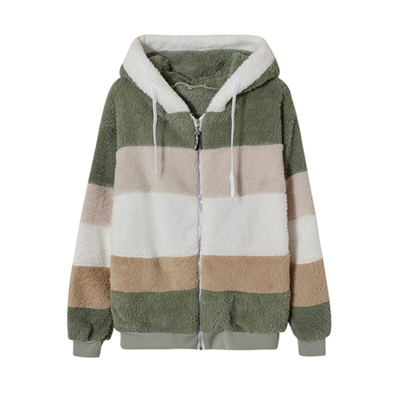 Women's Striped Loose Hooded Jacket