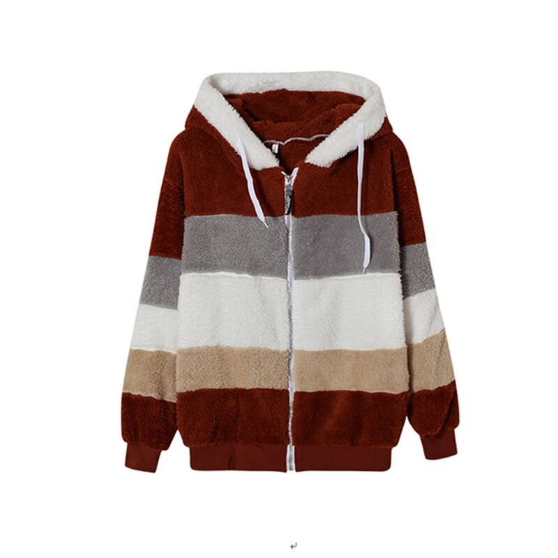 Women's Striped Loose Hooded Jacket