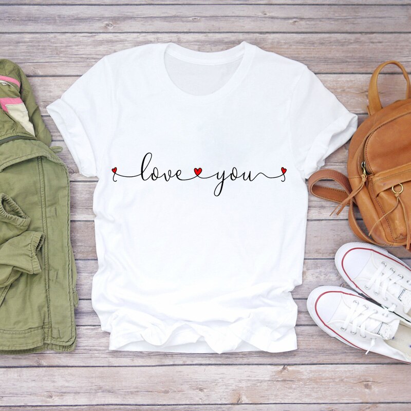 Women's Heart Printed O-Neck T-Shirt