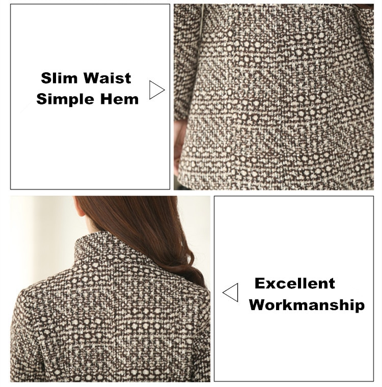 Women's Wool Melange Plaid Winter Coat