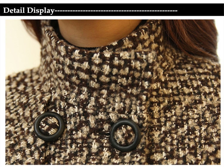 Women's Wool Melange Plaid Winter Coat