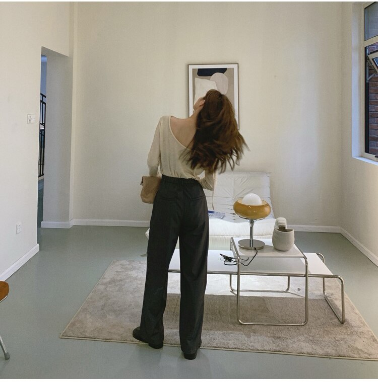 Women's High Waist Straight Leg Pants