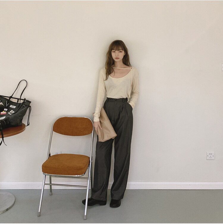 Women's High Waist Straight Leg Pants