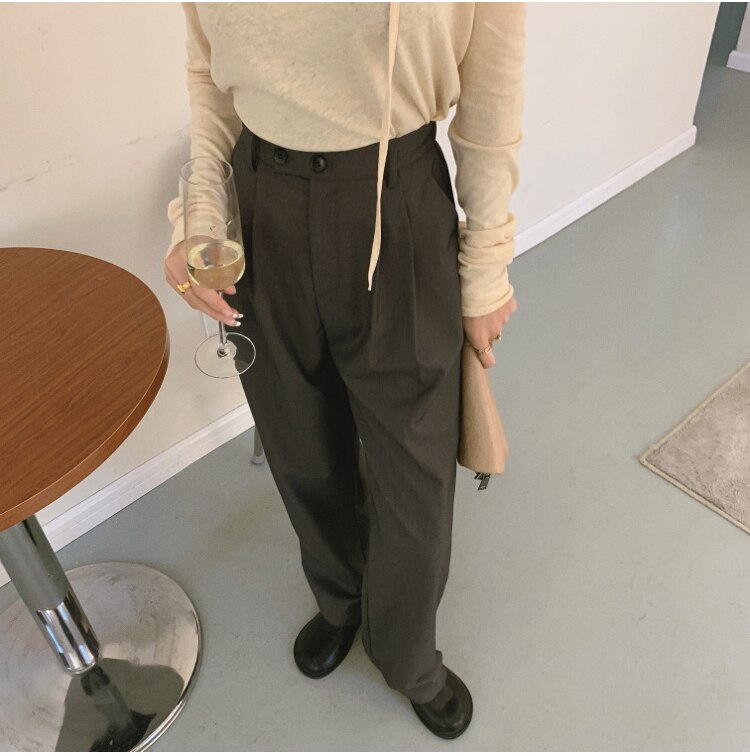 Women's High Waist Straight Leg Pants