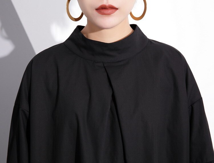 Women's Long Sleeved Black Dress with Metal Rings