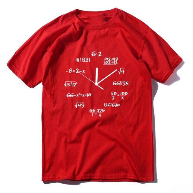 Unisex Math Clock Printed Cotton T-Shirt
